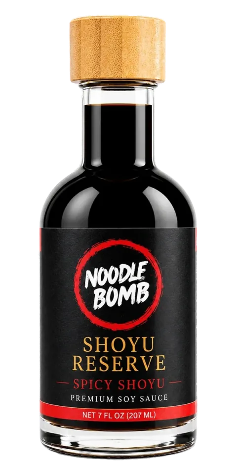 NoodleBomb Spicy Shoyu soy sauce bottle